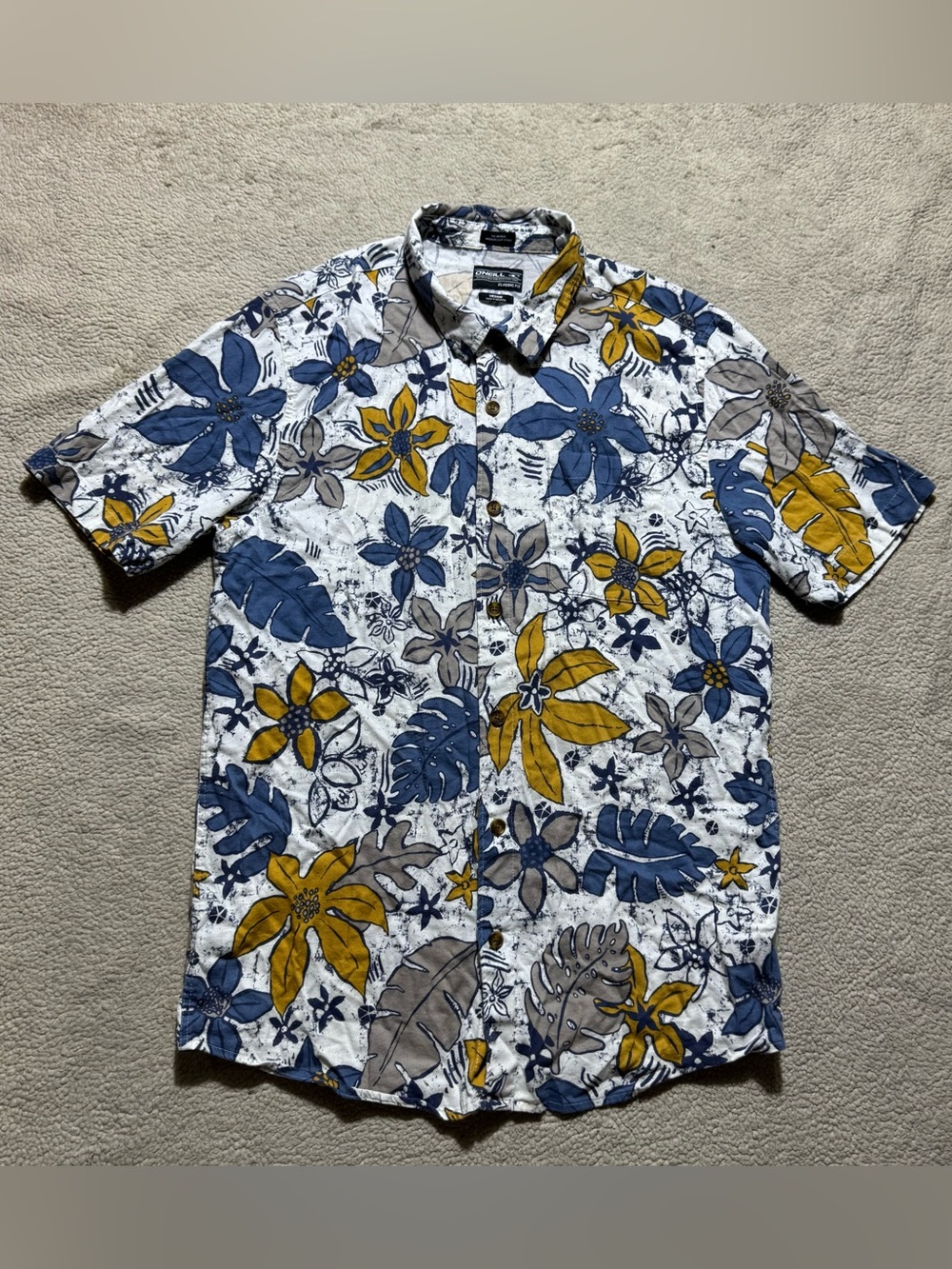 O’Neill Shirt Mens Medium Button-Up Short Sleeve Floral Hawaiian‎ The Original